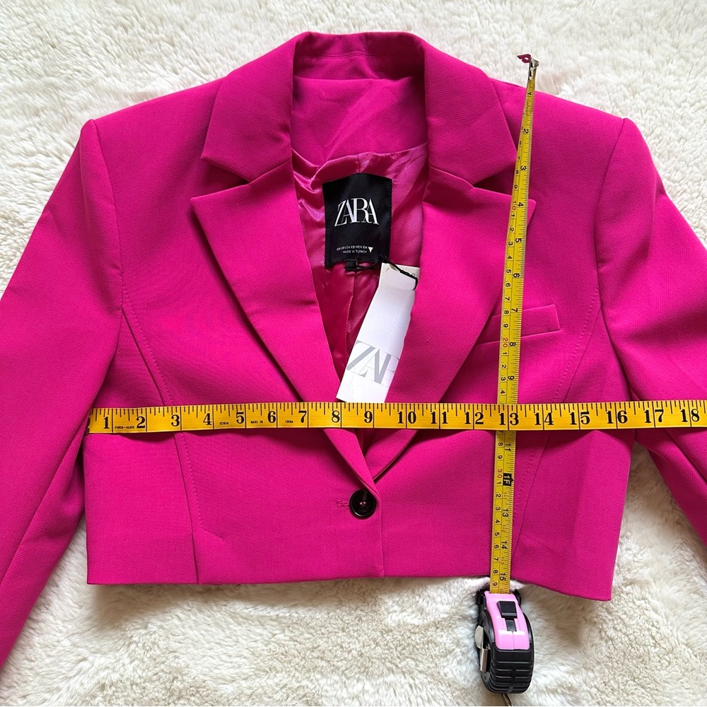 ZARA Cropped Blazer in Bright Fuchsia - Picture 6 of 10